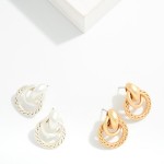 Wholesale layered Metal Hoop Door Knocker Post Drop Earrings Twisted Metal Detai