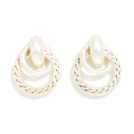 Wholesale layered Metal Hoop Door Knocker Post Drop Earrings Twisted Metal Detai