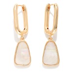 Wholesale rectangular Hoop Pearlescent Geometric Post Drop Earrings L