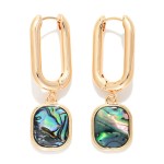 Wholesale rectangular Hoop Pearlescent Square Post Drop Earrings L