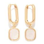 Wholesale rectangular Hoop Pearlescent Square Post Drop Earrings L