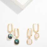 Wholesale rectangular Hoop Pearlescent Square Post Drop Earrings L