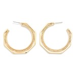 Wholesale layered Metal Octagon Hoop Earrings D