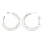Wholesale layered Metal Octagon Hoop Earrings D