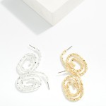 Wholesale textured Metal Swirl Post Drop Earrings L