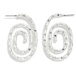 Wholesale textured Metal Swirl Post Drop Earrings L