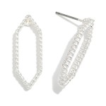 Wholesale metal Twisted Hexagon Hoop Post Drop Earrings L