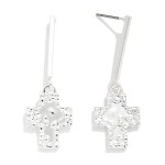 Wholesale hammered Metal Cross Bar Post Drop Earrings L