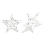 Wholesale rhinestone Studded Textured Metal Star Post Drop Earrings L
