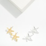 Wholesale crinkled Metal Starfish Post Drop Earrings L