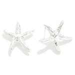 Wholesale crinkled Metal Starfish Post Drop Earrings L