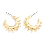 Wholesale metal Ball Studded Hoop Earrings D