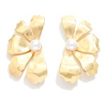 Wholesale metal Half Flower Post Drop Earrings L