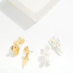 Wholesale metal Half Flower Post Drop Earrings L