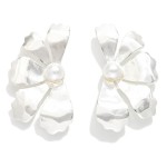 Wholesale metal Half Flower Post Drop Earrings L