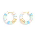 Wholesale stripe Enamel Hoop Earrings D