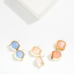 Wholesale marbled Acetate Metal Border Post Drop Earrings L