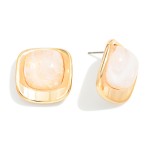 Wholesale marbled Acetate Metal Border Post Drop Earrings L