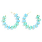 Wholesale marbled Acetate Disk Bead Beaded Hoop Earrings D
