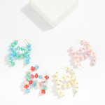 Wholesale marbled Acetate Disk Bead Beaded Hoop Earrings D