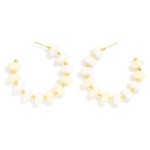 Wholesale marbled Acetate Disk Bead Beaded Hoop Earrings D