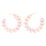 Wholesale marbled Acetate Disk Bead Beaded Hoop Earrings D
