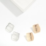 Wholesale metal Rectangular Post Drop Earrings Geometric Engraving Detail L