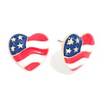 Wholesale enamel Americana Heart Post Drop Earring L