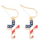 Wholesale enamel Americana Cross Drop Earring L