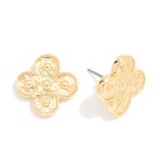Wholesale metal Clover Stud Earrings D Flower Details L