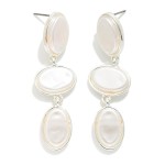 Wholesale linked Pearlescent Oval Drop Earring L
