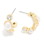 Wholesale rhinestone Pearl Hoop Earrings D
