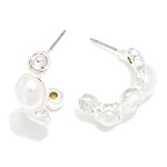 Wholesale rhinestone Pearl Hoop Earrings D