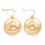 Wholesale metal Medallion Drop Earring Metal Horse Detail L