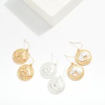 Wholesale metal Medallion Drop Earring Metal Horse Detail L