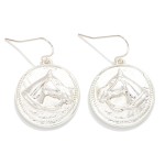 Wholesale metal Medallion Drop Earring Metal Horse Detail L