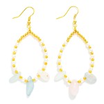 Wholesale beaded Teardrop Earrings Pearl Stations Metal Tones Stone Dangle Detai