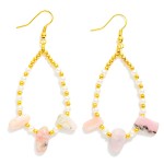 Wholesale beaded Teardrop Earrings Pearl Stations Metal Tones Stone Dangle Detai