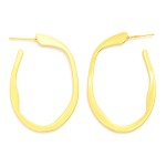 Wholesale wavy Metal Flat Oval Hoop Earrings Gold Dipped L