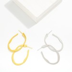 Wholesale wavy Metal Flat Oval Hoop Earrings Gold Dipped L