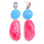Wholesale linked Large Acetate Geometric Post Drop Earrings Glass Crystal Posts