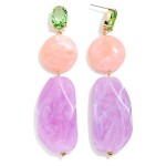 Wholesale linked Large Acetate Geometric Post Drop Earrings Glass Crystal Posts