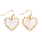 Wholesale pearlescent Heart Drop Earrings Metal Spikey Border L