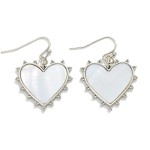 Wholesale pearlescent Heart Drop Earrings Metal Spikey Border L