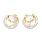Wholesale two Layered Huggie Hoop Drop Earring D