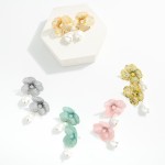 Wholesale metal Flower Baroque Pearl Drop Earrings L