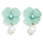 Wholesale metal Flower Baroque Pearl Drop Earrings L