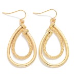 Wholesale metal Textured Metal Nesting Teardrop Drop Earrings L
