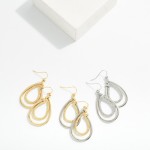 Wholesale metal Textured Metal Nesting Teardrop Drop Earrings L