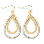 Wholesale metal Textured Metal Nesting Teardrop Drop Earrings L
